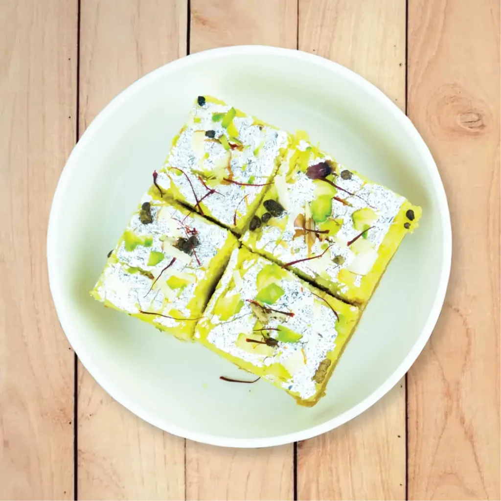 Kesar Elaichi Barfi From Chandra Snacks.
