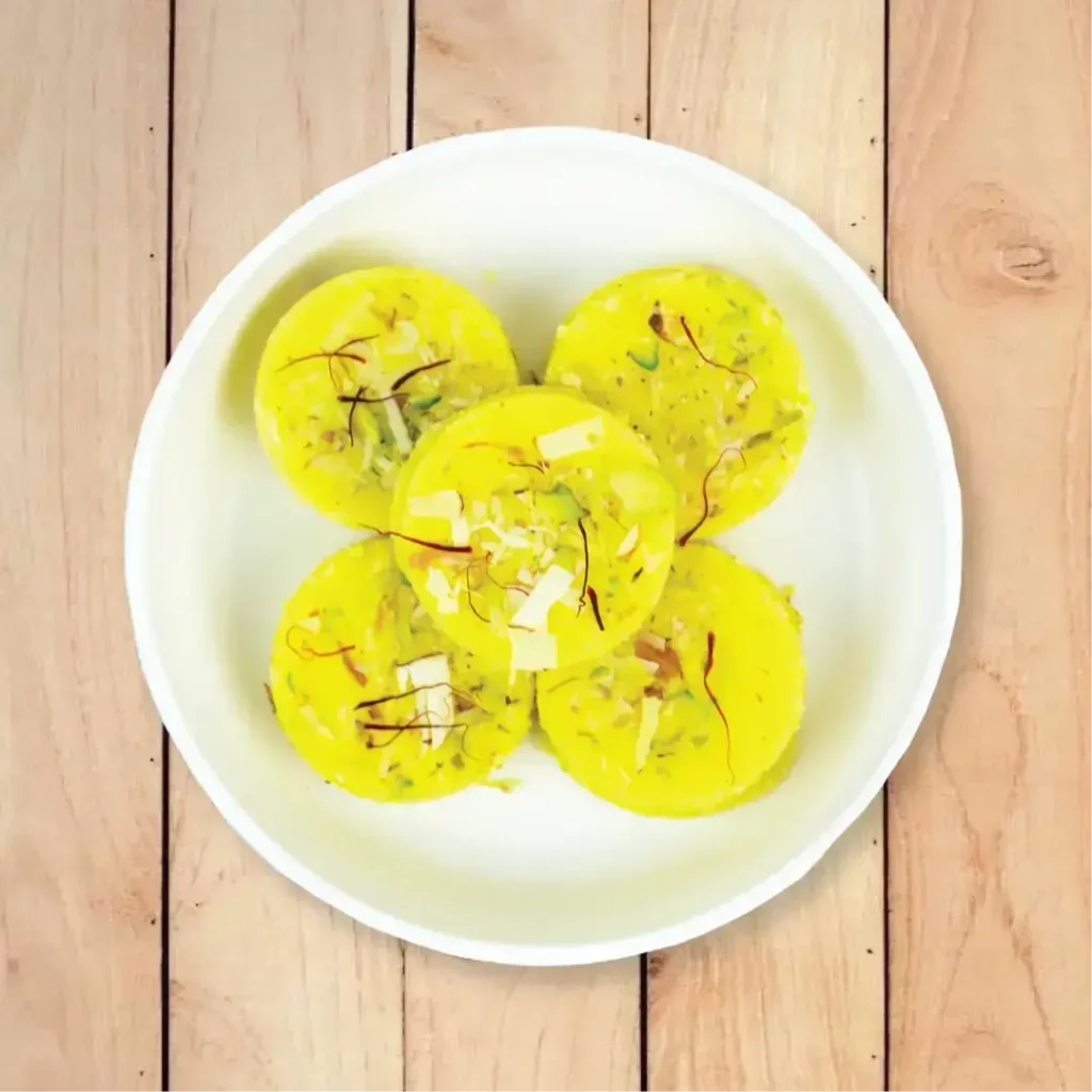 Kesar Penda From Chandra Snacks.